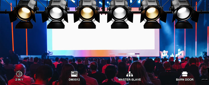 U'King 1/2Pcs 200W LED COB Par Lights With Barndoor Warm&Cold White Linear Spotlights DMX Stage Lights For Stage Party Concert