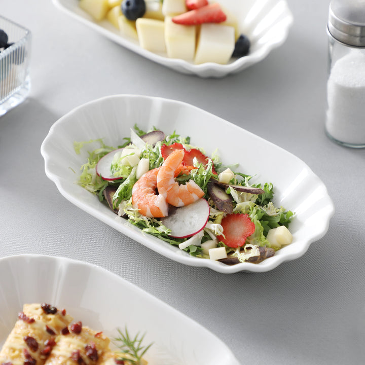 MALACASA Regular 8-Piece 7.75" Ceramic White Porcelain Breakfast Tray Dinner Plate Dessert Plate Cake Potato Chip Snack Dishes