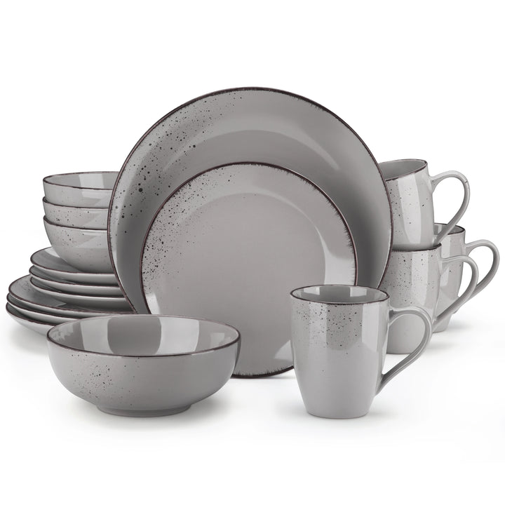 Vancasso Navia Grey 16/32/48-Piece Ceramic Stoneware Dinnerware Set with Dinner Plate,Dessert Plate,800ml Bowl,Mug Tableware Set