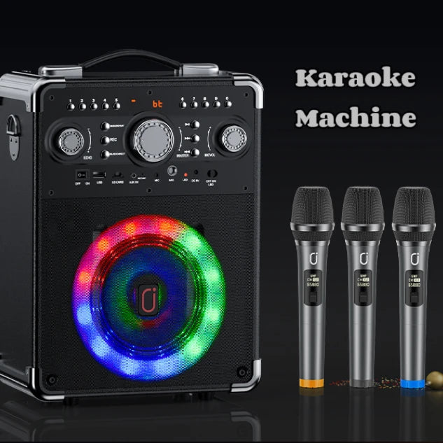 S8-T Kara Ok with 3 Microphones, Portable Bluetooth 5.3 Kara Ok Speaker, Suitable for Outdoor Activities