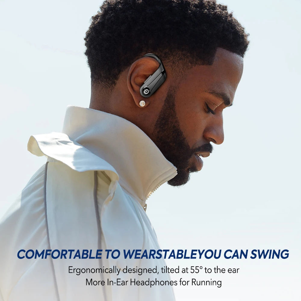 Mpow Q63 Bluetooth 5.3 Wireless Earbuds with Mic IPX7 Waterproof 200H Earphones with Hooks for Sports Running Workout Gym