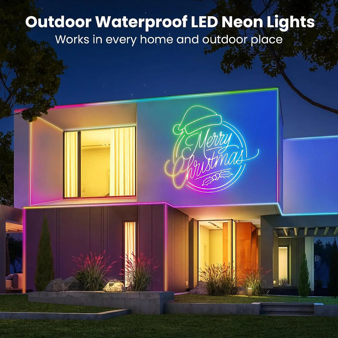 neon rope lights,GB Led Strip Lights, Waterproof IP67, DIY Design, Music Sync,  Remote Control, Multiple Modes