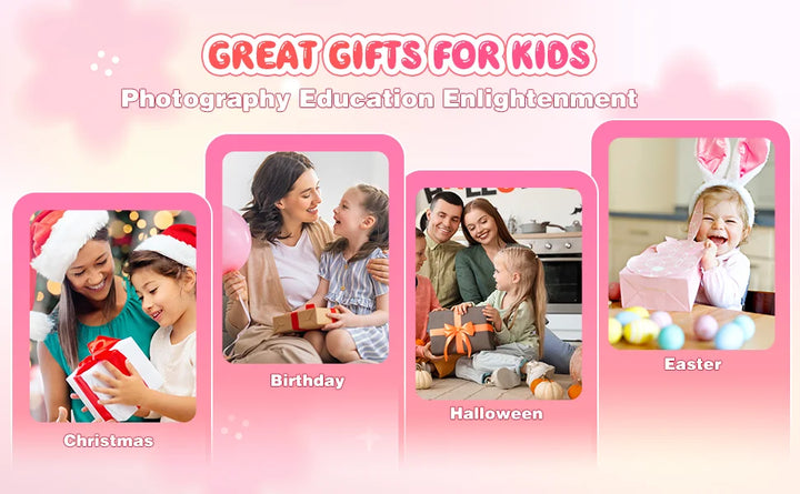 Kids Camera Instant Print 12MP 1080P Digital Camera Toddler HD Video Camera Print Photo Portable Toy Age 3+ Girl Christmas Gift