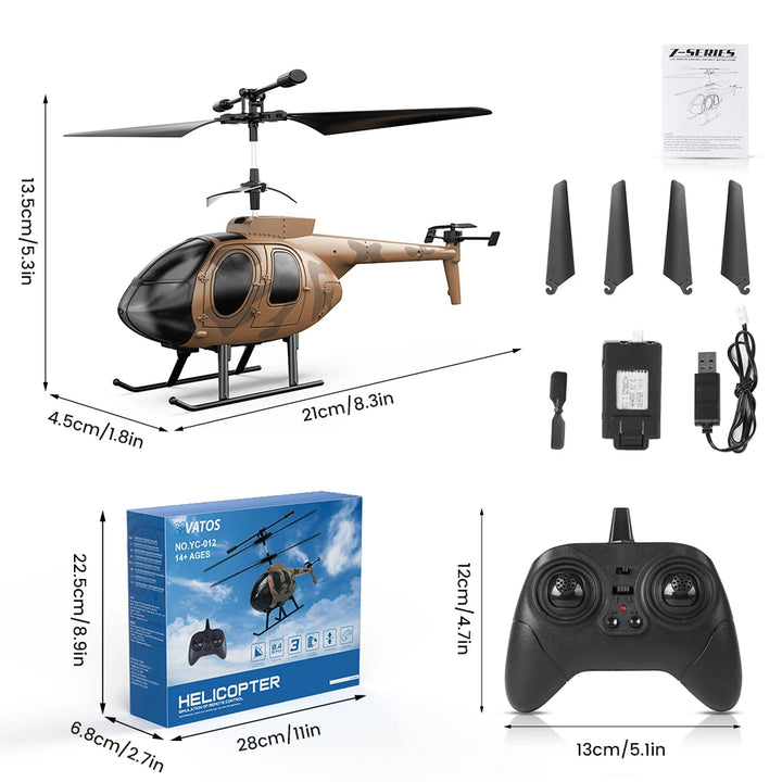 Vatos remote controlled helicopter camouflage 2.4GHz radio indoor RC helicopter toy one click takeoff for kids