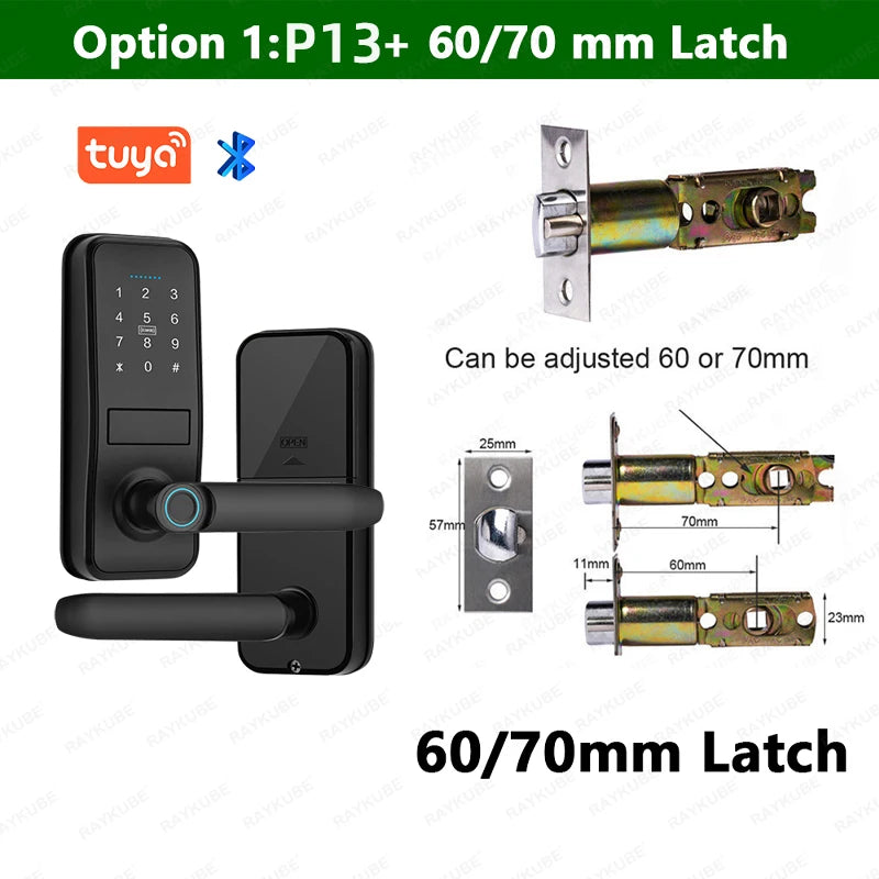 RAYKUBE Smart Biometric Fingerprint Door Lock Electronic Lock Tuya App Set Fingerprint/ Password/ Card Unlock Delivery From US