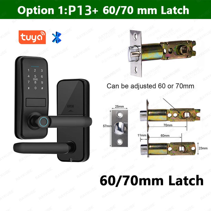 RAYKUBE Smart Biometric Fingerprint Door Lock Electronic Lock Tuya App Set Fingerprint/ Password/ Card Unlock Delivery From US