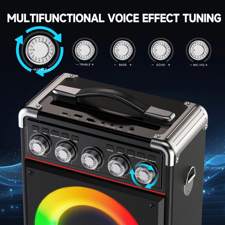 Dual Wireless Microphone with Satchel Bluetooth Karaoke Audio, TX05 with Bt, Usb, Tf Card, Fm, Recording, with Tws,Reverberation