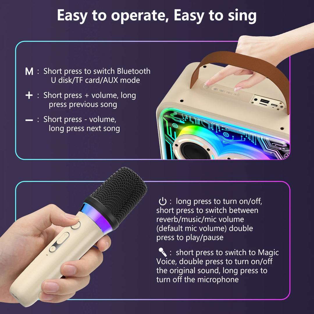 Kids Karaoke Machine, Mini Bluetooth Speaker with Microphone for Singing Home Party, Christmas Halloween Kids Birthday Easter