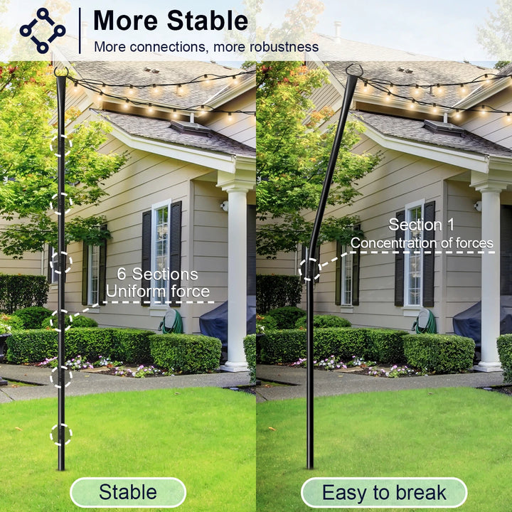 4 Pack 10ft String Light Pole for Deck, Metal String Light Pole for Outdoor Hanging,  (only string light pole)