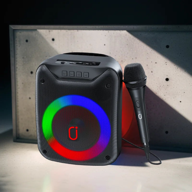 JYX Wireless Speaker, Portable Bluetooth Speaker with Wired Microphone, Home Karaoke Speaker System, LED Party Light