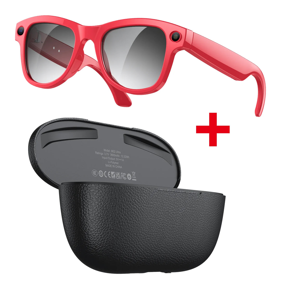 AI Bluetooth Smart Glasses With 800w Camera Recordings,Take Photos,Make Calls,Play Music,Real-time Translation Charging Dock