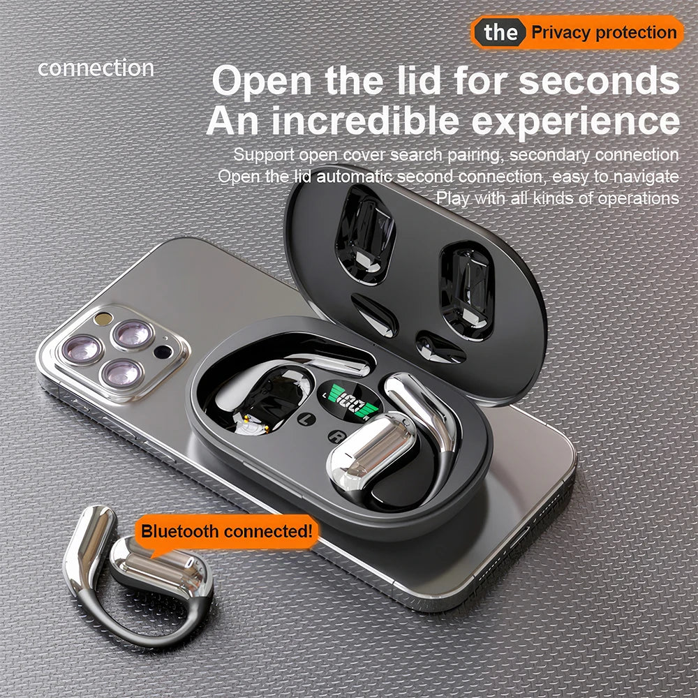 Mpow Q16 True Wireless Earphones, OWS Open Ear Earphones with Earhooks, Bluetooth 5.3, Up to 80H Playtime with Case for Cycling