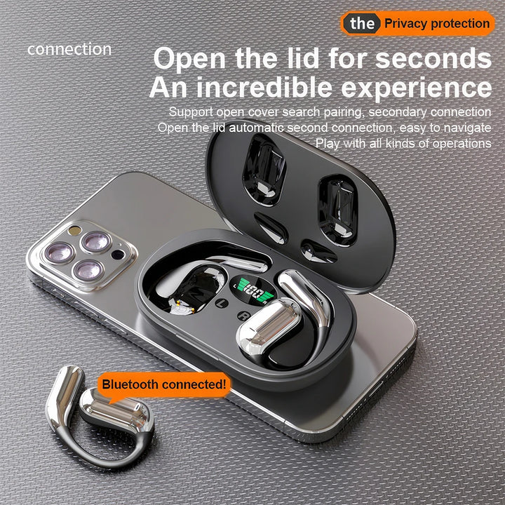 Mpow Q16 True Wireless Earphones, OWS Open Ear Earphones with Earhooks, Bluetooth 5.3, Up to 80H Playtime with Case for Cycling