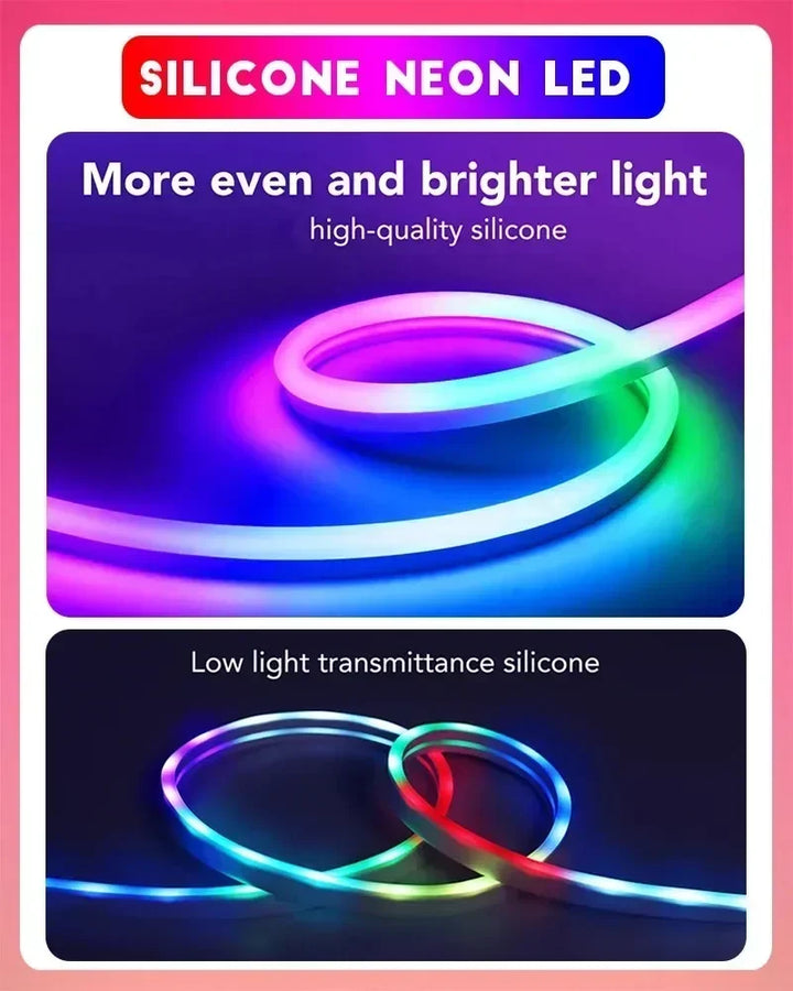 Smart Neon LED Strip Light App Control RGB Neon LED Backlight PC Game Room Decor Home Festival Outdoor Atmosphere Lighting
