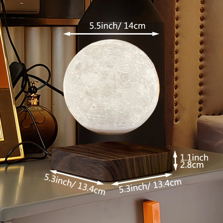 Levitating Moon Table Lamp, Magnetic Floating Night Light With 3 Lighting Modes, 3D Printed Levitation Bedside Table Lamp
