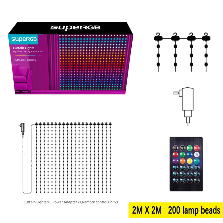 Smart Curtain Lights String App Controlled LED Window Hanging Curtain Lights 300/200 LED RGB Color Music Pattern  Change Display