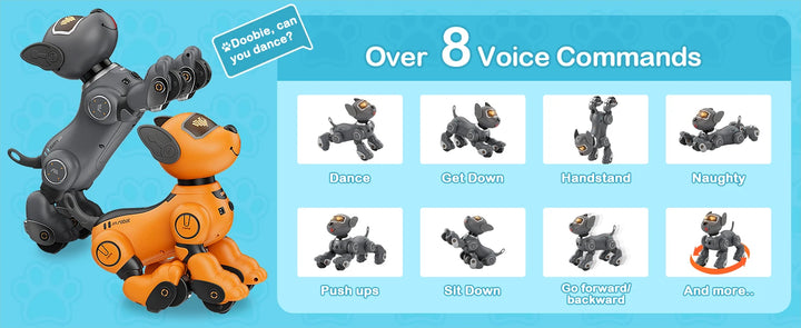 VATOS Robot Dog Toy for Kids Voice Remote Control Pet Interactive Touch Sensors 20+ Mode Robotic Puppy Toy Boys Girls