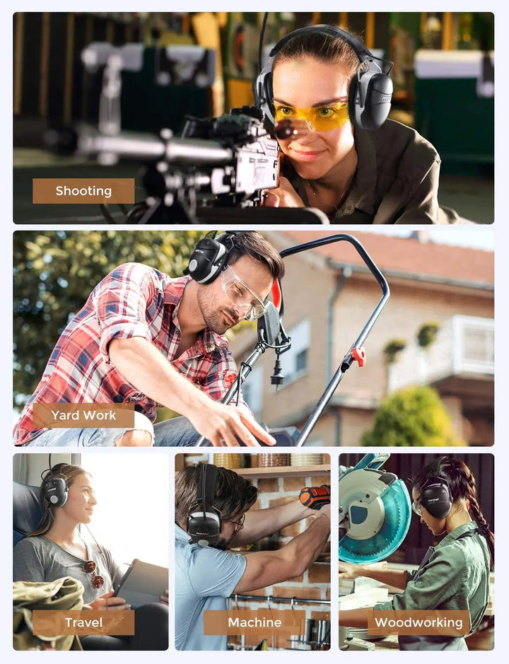 Mpow Bluetooth Noise Reduction Ear Muffs with Microphone AM/FM Radio Ear Hearing Protection NRR 29dB/ SNR 32dB Noise Reduction