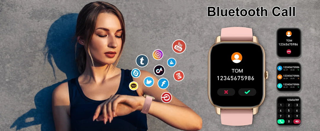 EIGIIS Smart Watch For Men Women P66D 1.85" TFT Health Monitoring IP68 Waterproof Bluetooth Call Multifunction Fitness Tracker