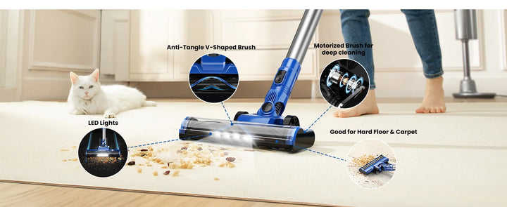 UMLO N3S Cordless Vacuum Cleaner , 6-in-1Lightweight, 40 Min Max Runtime, Rechargeable Vacuum for Low-Pile Carpet Hardwood Floor