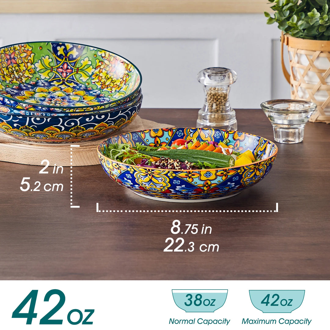 vancasso 4/8 Piece Ceramic Pasta Bowls 42 Oz Soup Bowls Colorful Bowls Dishwasher Oven Safe for Cereal/Soup/Oatmeal/Pasta