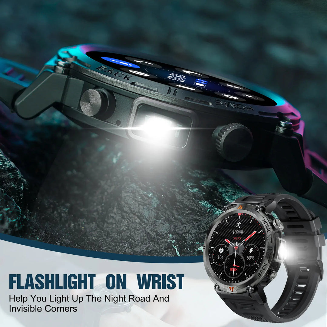 LaNikar New Bluetooth Call Smart Watch Men Full Touch Screen Health Monitor With Flashlight Men SmartWatch