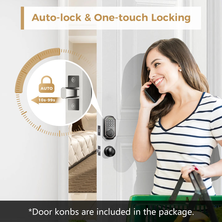 Arpha Smart Door Lock Keyless Entry Lock 100 Codes Bluetooth Door w/ 2 Door handles Home Security Hotel Electronic Password Lock