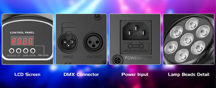 U`King 4Pcs 50W Moving Head Stage Lights 7X4W RGBW LED Beam SpotlightS DMX DJ Light For Disco Music Wedding Party Dance Club KTV