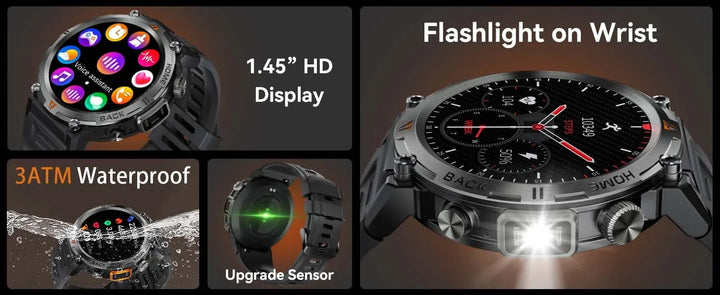 EIGIIS New Bluetooth Call Smart Watch Men Full Touch Screen Health Monitor Clock With Flashlight Men Smart