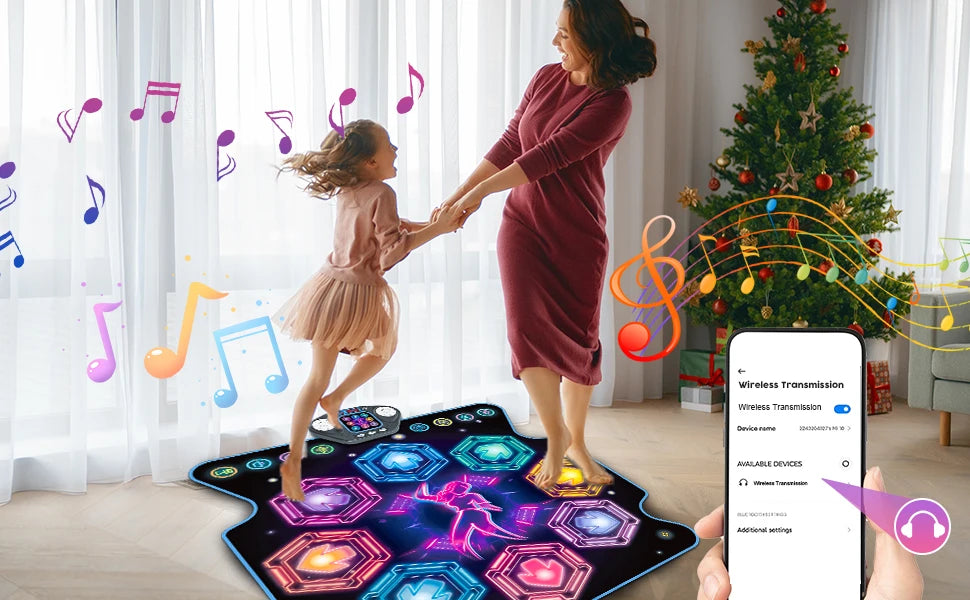 VATOS Dance Mat for Kids 27 Levels 8 LED Keys Bluetooth 5 Game Modes Built-in Music Ages 3+ Years