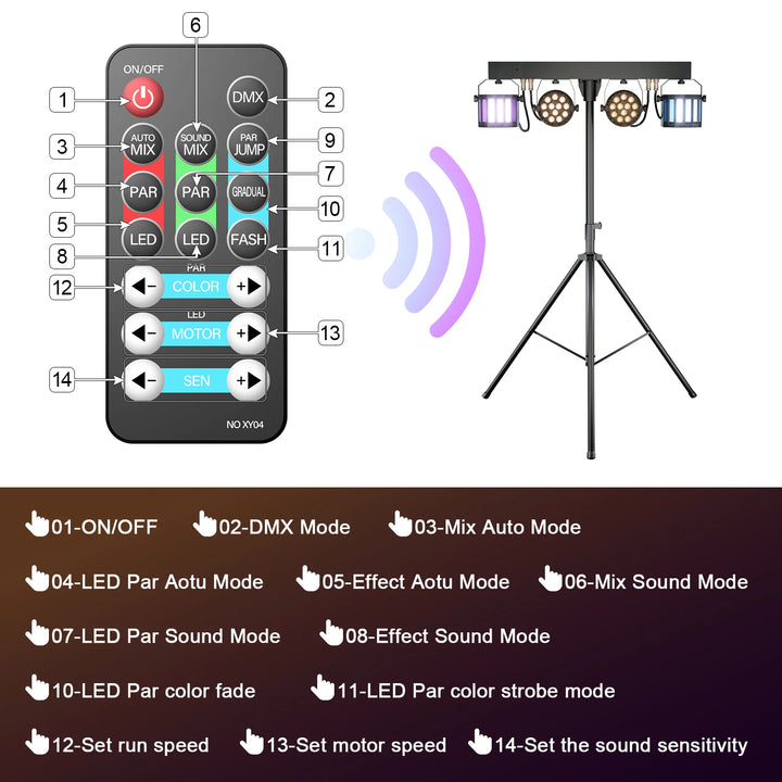 U`King Combination Bracket Lights 60W RGBW LED Par Light DMX Controlled Stage Light For DJ Disco Concerts Wedding Birthday Party