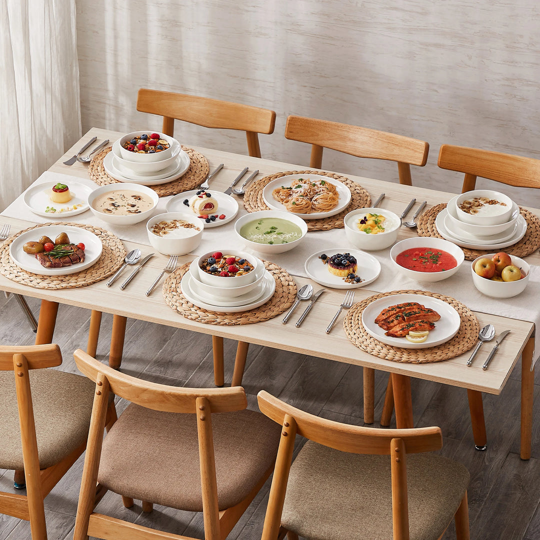 MALACASA 12/16/18/24 PCS Porcelain Plates Dinnerware Sets Ceramic Plates Set with 4/6 PCS Dinner Plate/Dessert/Cereal Bowl/Soup
