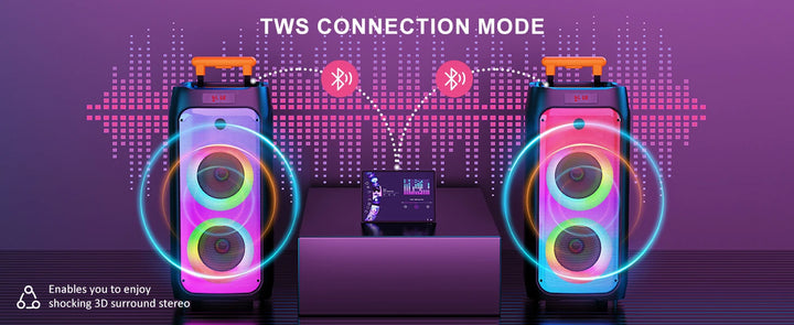 FanFun Large Bluetooth Speaker, Wireless Speaker with Wheels and Trolley Bar, Karaoke Machine with 2 Microphone, Karaoke Speaker