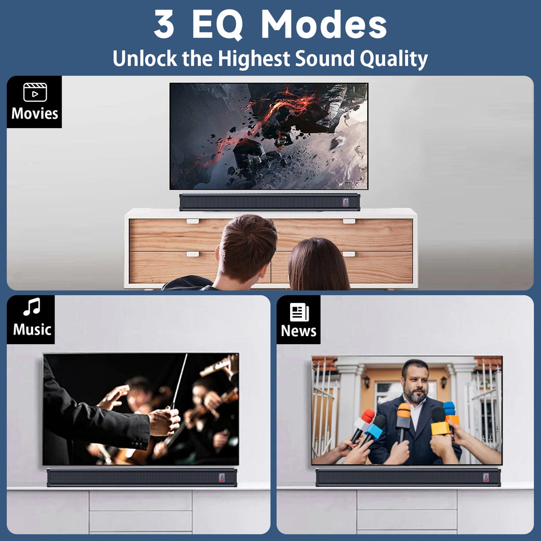 Stereo Soundbar USB Wired Stereo Soundbar Music Player Bass Surround Sound Box 3 EQ Model,for PC Cellphones USB Wired Soundbar