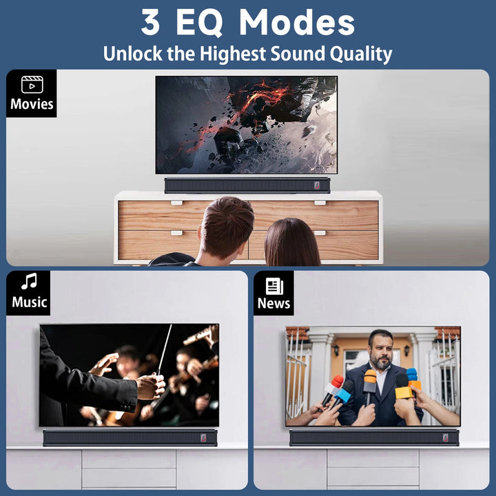 Stereo Soundbar USB Wired Stereo Soundbar Music Player Bass Surround Sound Box 3 EQ Model,for PC Cellphones USB Wired Soundbar