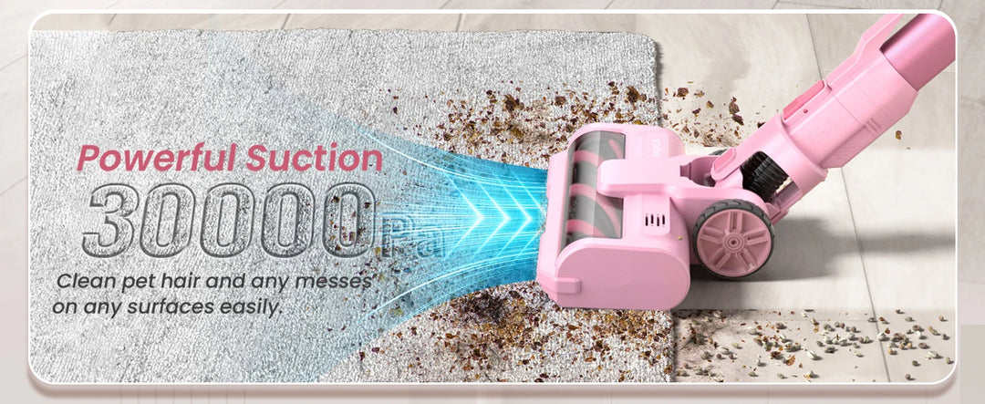 YOMA S11 PRO ,Cordless Vacuum Cleaner, 350W 30KPA Stick Vacuum , Handheld Vacuum for Pet Hair Hard Floor,PINK