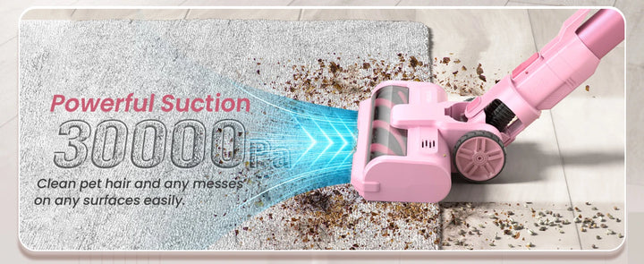 YOMA S11 PRO ,Cordless Vacuum Cleaner, 350W 30KPA Stick Vacuum , Handheld Vacuum for Pet Hair Hard Floor,PINK