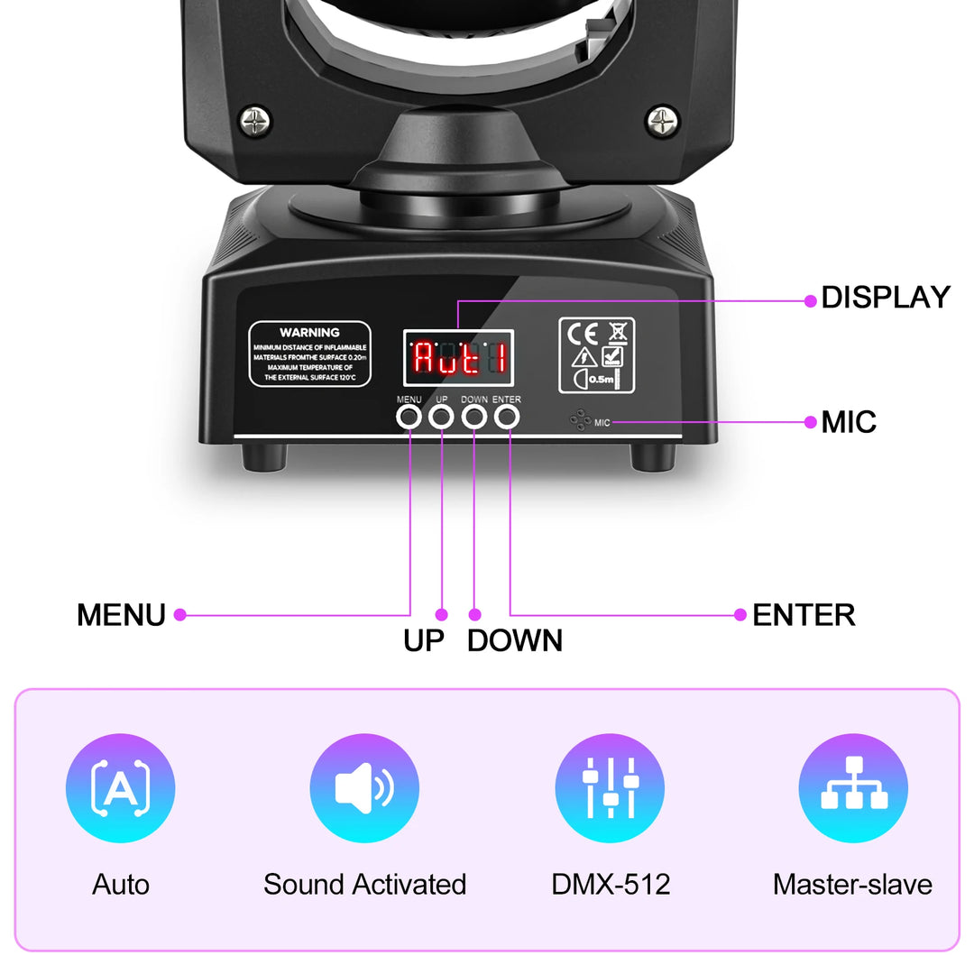 U`King 4Pcs 30W Beam Gobo Moving Head Lights RGBW LED Stage Lights DMX512 Spotlights For DJ Disco Wedding Party Stage Lighting