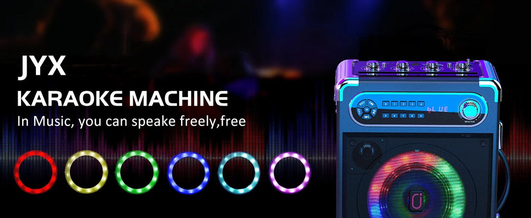 S55 Karaoke Machine with 2Wireless Microphones,Portable Bluetooth Speakers with Bass/Treble Adjustment,Pa System,Remote Control
