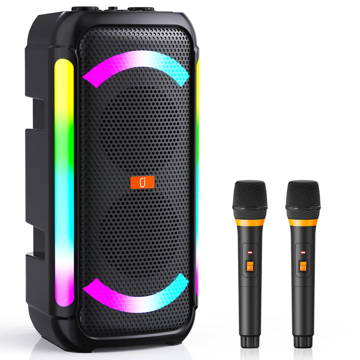T30 Karaoke Bluetooth Speaker Music Rhythm Light 360 Degree Stereo Surround Wireless Subwoofer with 2 Wireless Bluetooth Mic