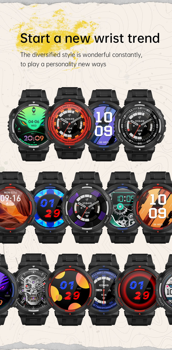 EIGIIS New Smart Watch Men 3ATM Waterproof 1.53" KT75 Outdoor Sports With LED Flashlight Health Monitoring Bluetooth Call