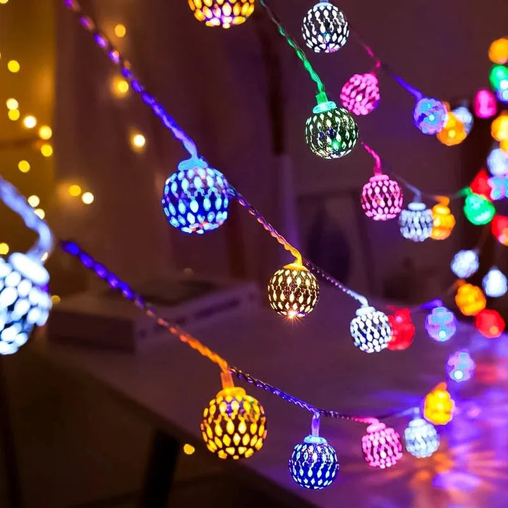 3.5M Solar String Lights Moroccan Ball RGB LEDs Perfect for Weddings Parties Birthdays Christmas Home Bedroom Garden Yard Decor