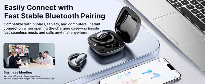 E1 5.4 AI Language Translation Headphones with 114 Languages Real Time Earbuds Translator OWS Ear Buds for Business Travel