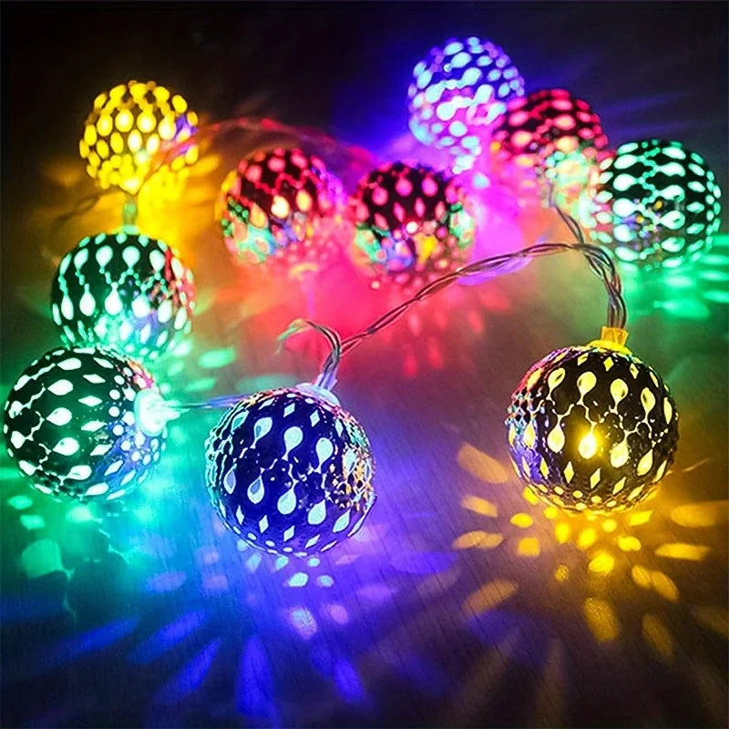 3.5M Solar String Lights Moroccan Ball RGB LEDs Perfect for Weddings Parties Birthdays Christmas Home Bedroom Garden Yard Decor