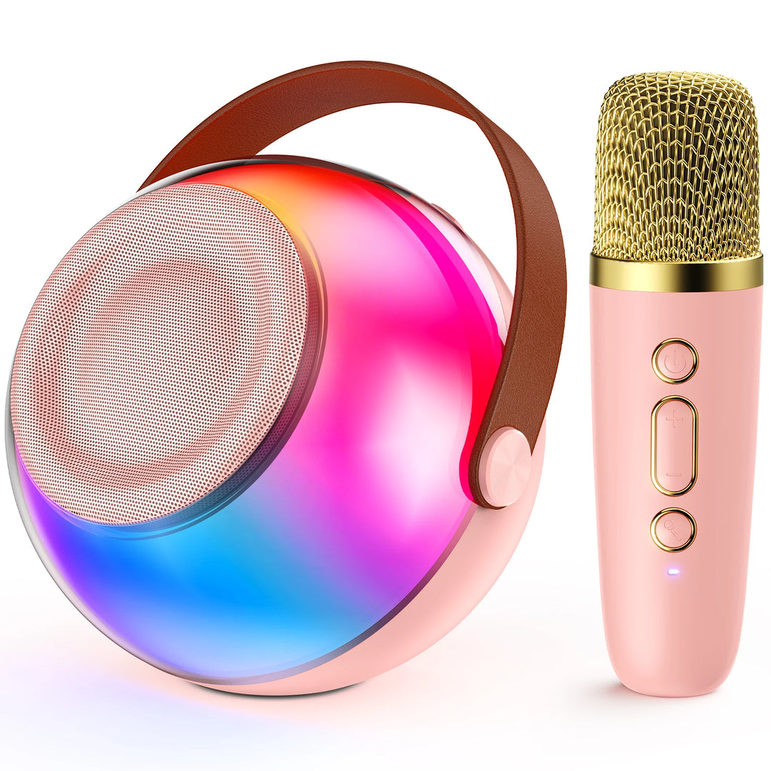 Wireless Microphones & Speaker System with Built-in Mic, LED Lighting Effects, USB-C Fast Charging, Camping, Valentine's Gifts