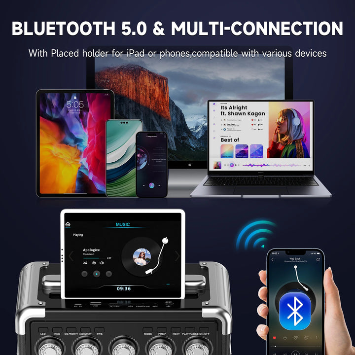 Dual Wireless Microphone with Satchel Bluetooth Karaoke Audio, TX05 with Bt, Usb, Tf Card, Fm, Recording, with Tws,Reverberation