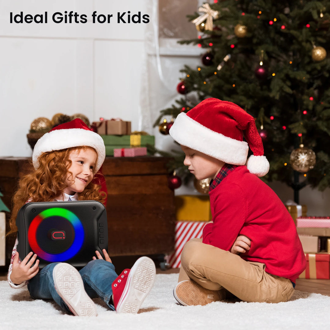 JYX Wireless Speaker, Portable Bluetooth Speaker with Wired Microphone, Home Karaoke Speaker System, LED Party Light