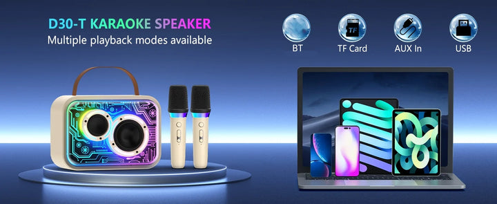 Kids Karaoke Machine, Mini Bluetooth Speaker with Microphone for Singing Home Party, Christmas Halloween Kids Birthday Easter