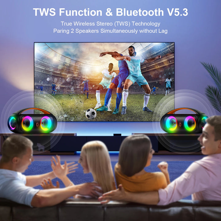 FanFun Bluetooth Speaker, Wireless Portable Speaker, Waterproof Outdoor Party Speaker, Dazzling LED light, Remote