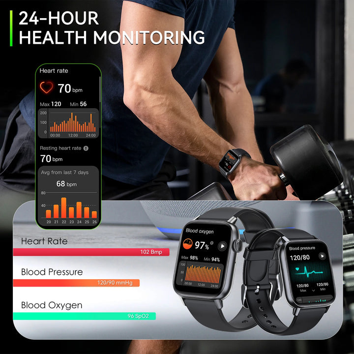 LaNikar Smart Watches for Men with Touch Fitness Trackers Watch with Heart Rate Sleep Monitor 100+ Sports Modes